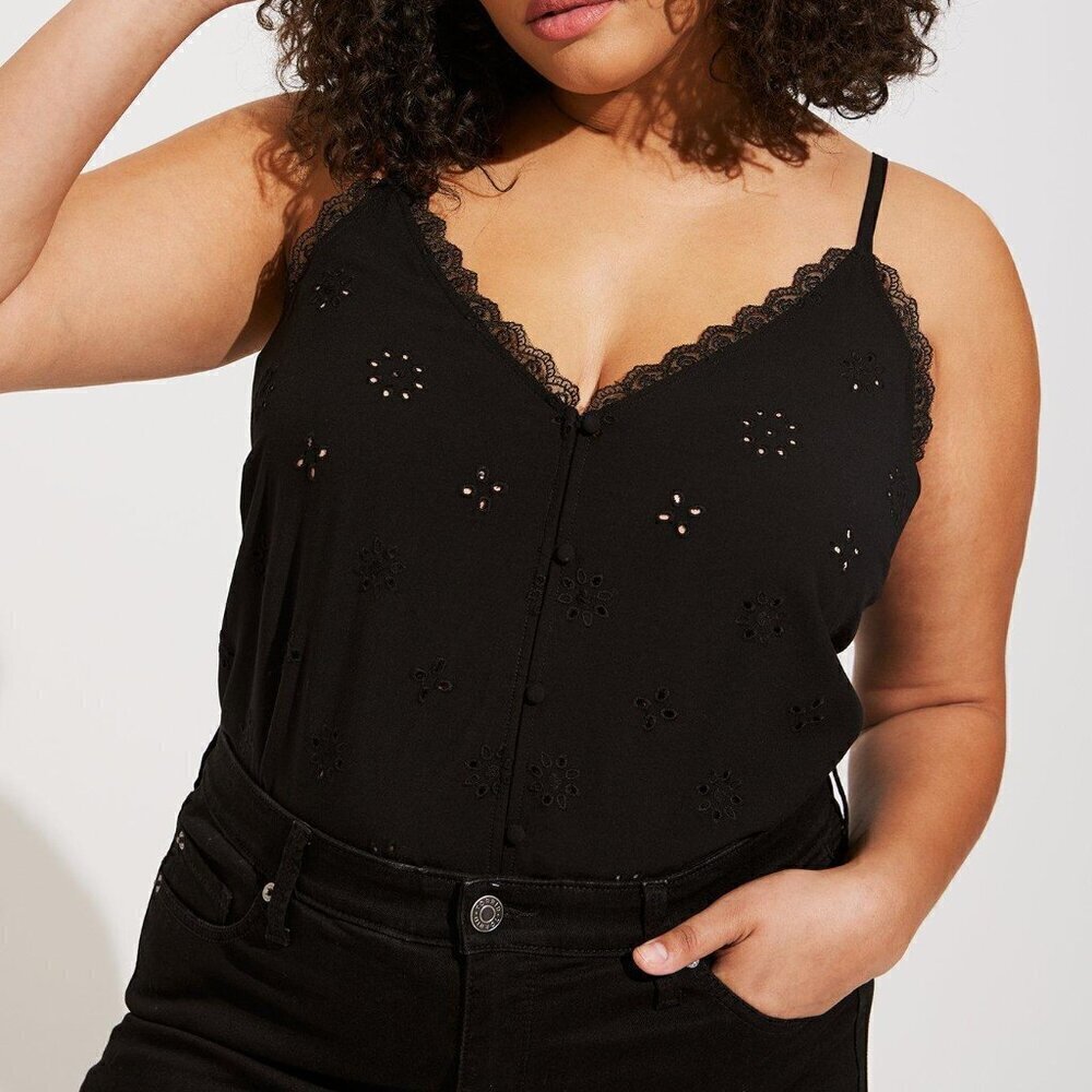 Torrid Sophie Eyelet Swing Cami Black NEW NWT 2X